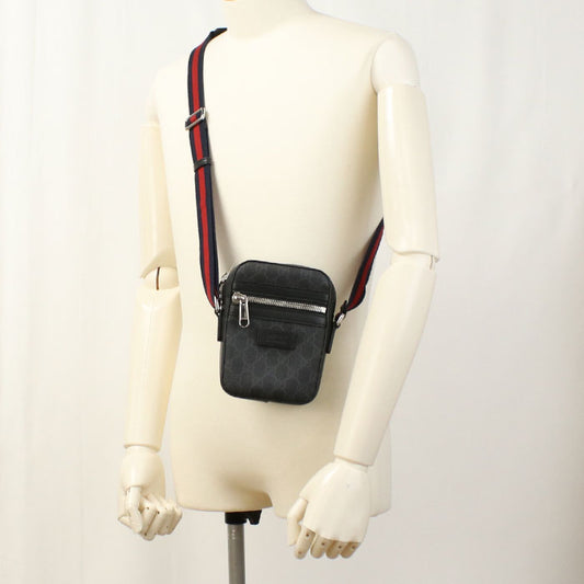 GUCCI 682357 K5RLN 1095 Mini Shoulder Bag GG Supreme Diagonal leather black mens