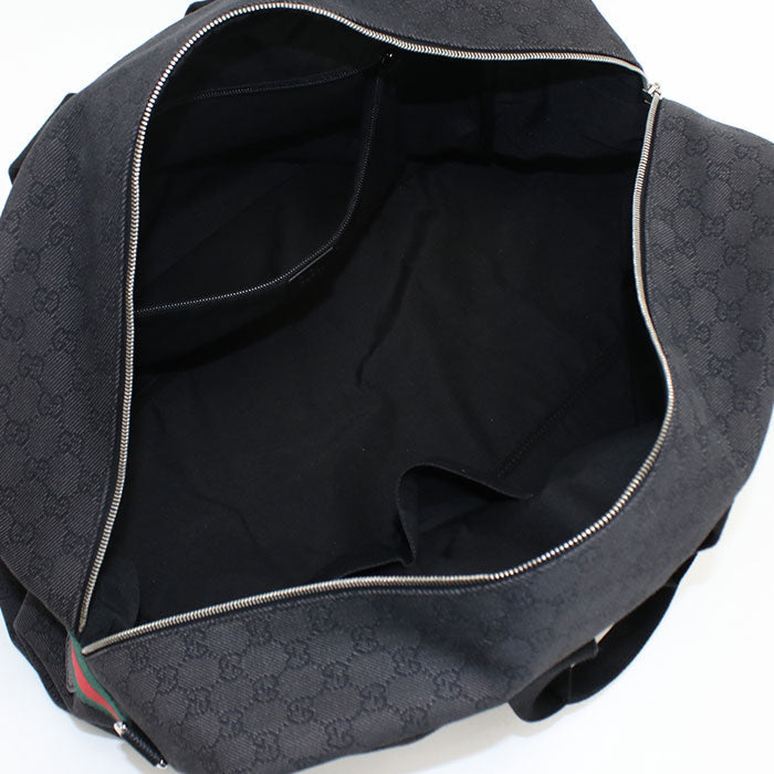 GUCCI 374770 GG denim Boston bag canvas black unisex