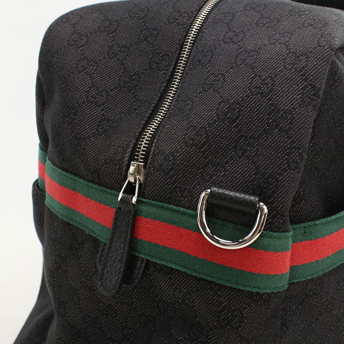 GUCCI 374770 GG denim Boston bag canvas black unisex