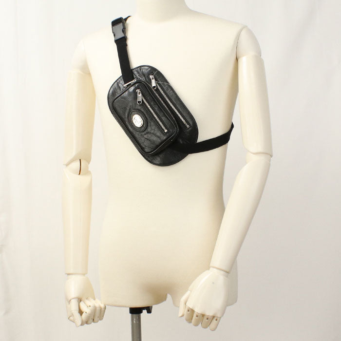 GUCCI 575857 Belt bag Interlocking G body bag leather black mens