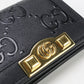 GUCCI 676150 Card Case GG emboss Bi-fold wallet with coin purse black Women