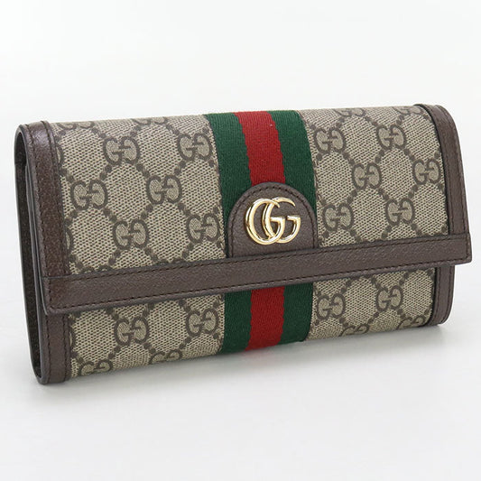 GUCCI 523153 96IWG 8745 GG Continental Wallet Ofidia Long wallet beige Women