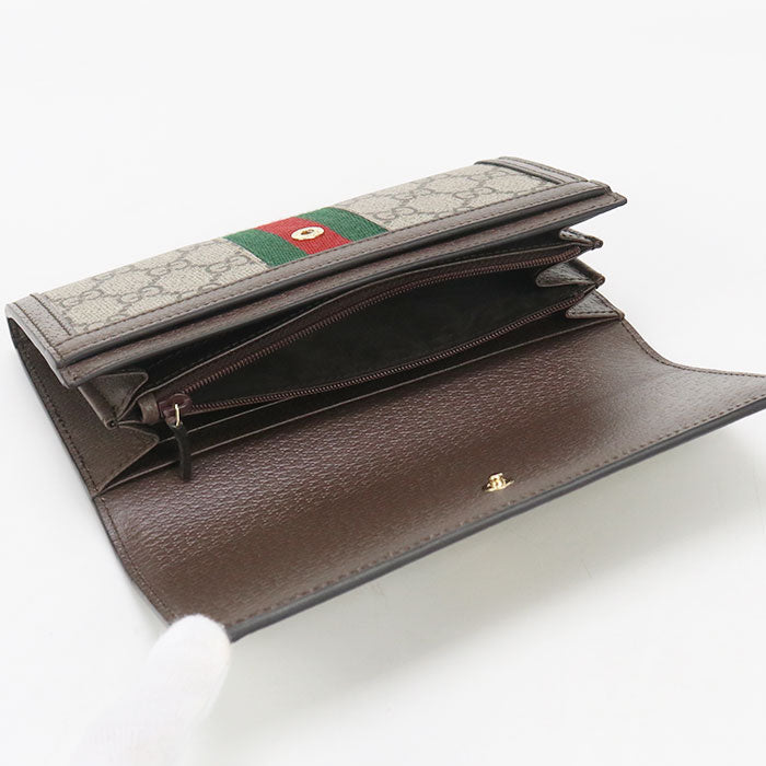 GUCCI 523153 96IWG 8745 GG Continental Wallet Ofidia Long wallet beige Women