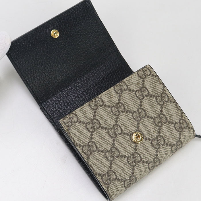 GUCCI 598587 Bicolor Medium Wallet Double G Folded wallet GG Supreme beige Women