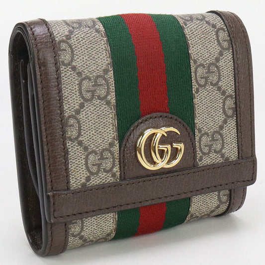 GUCCI 598662 96IWG 8745 GG Ofidia Folded wallet GG Supreme/leather beige Women