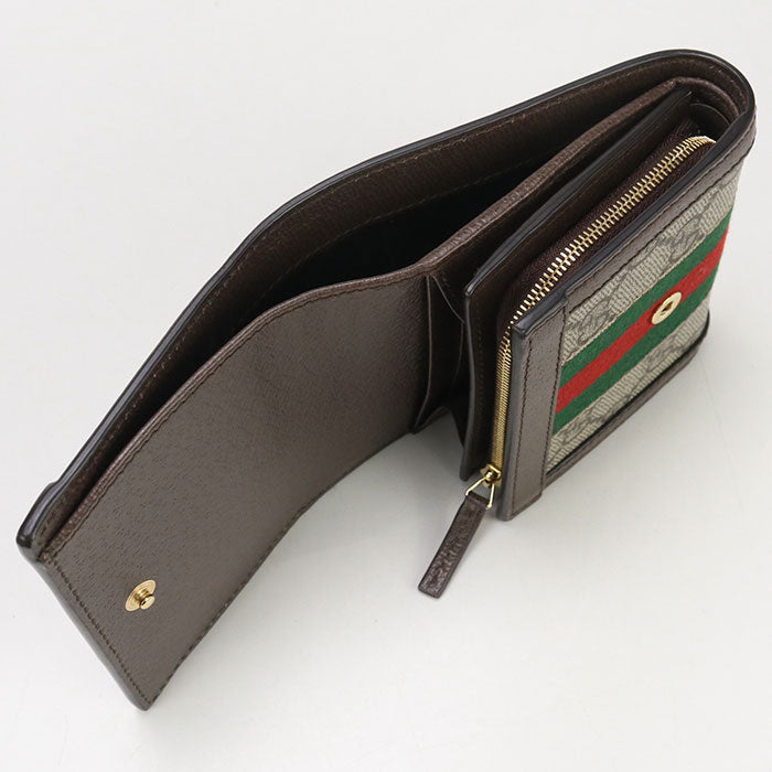GUCCI 598662 96IWG 8745 GG Ofidia Folded wallet GG Supreme/leather beige Women
