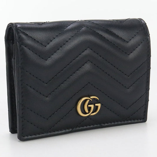 GUCCI 466492DTD1T 1000 Small Double G Folded wallet/Quilted leather black Women