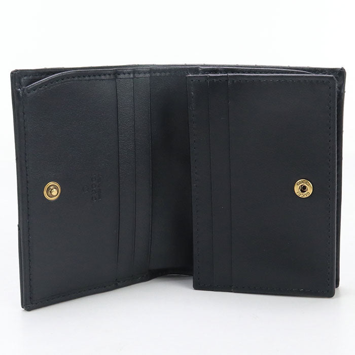 GUCCI 466492DTD1T 1000 Small Double G Folded wallet/Quilted leather black Women