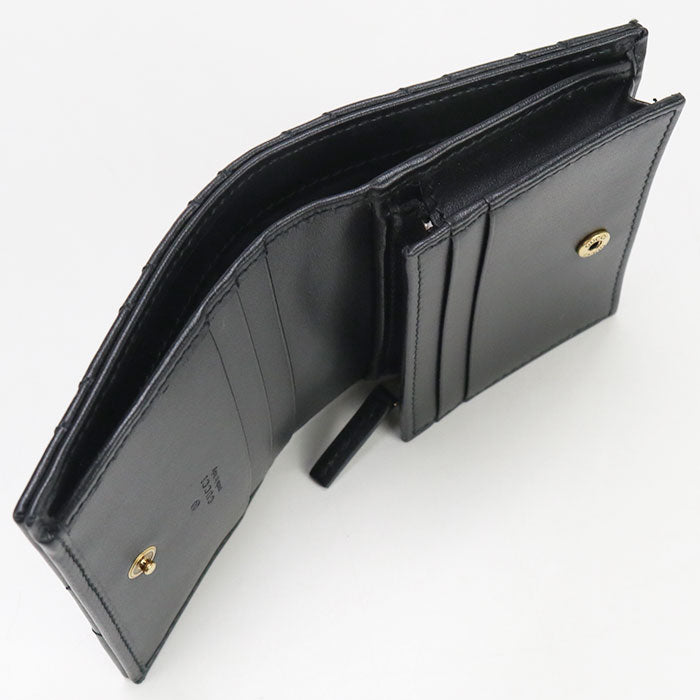 GUCCI 466492DTD1T 1000 Small Double G Folded wallet/Quilted leather black Women