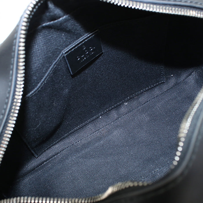 GUCCI 574886 Shoulder Bag GG Supreme Web Line Pochette PVC, leather black mens