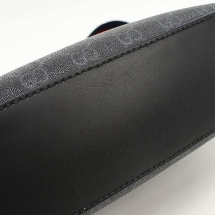 GUCCI 574886 Shoulder Bag GG Supreme Web Line Pochette PVC, leather black mens