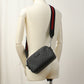 GUCCI 574886 Shoulder Bag GG Supreme Web Line Pochette PVC, leather black mens