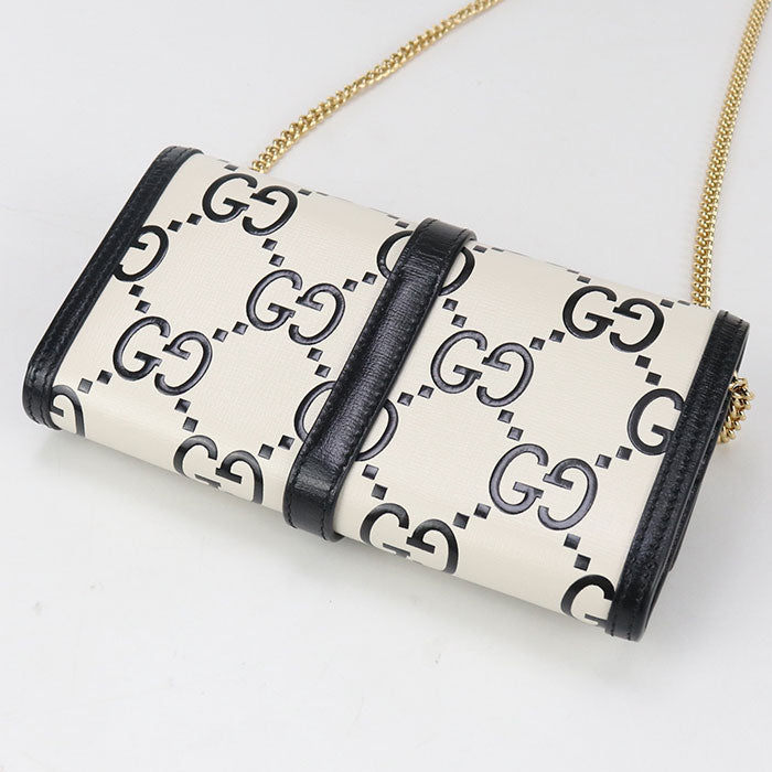 GUCCI 652681 Continental Gucci Jackie 1961 Chain wallet leather white Women