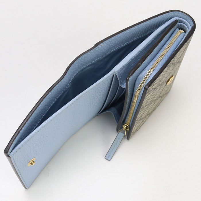 GUCCI 598587 Bicolor Medium Wallet Double G Folded wallet GG Supreme white Women