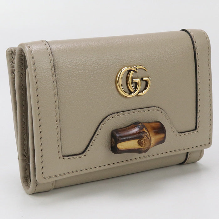 GUCCI 658633 tri-fold wallet Gucci Diana with Bamboo Medium Wallet Mini Wallet leather beige Women