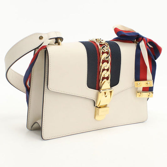 GUCCI 421882 Silvi Shoulder Bag leather gray Women