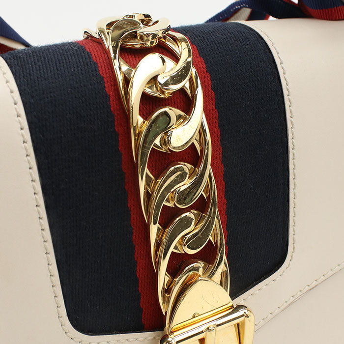 GUCCI 421882 Silvi Shoulder Bag leather gray Women