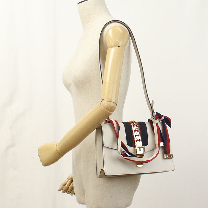 GUCCI 421882 Silvi Shoulder Bag leather gray Women