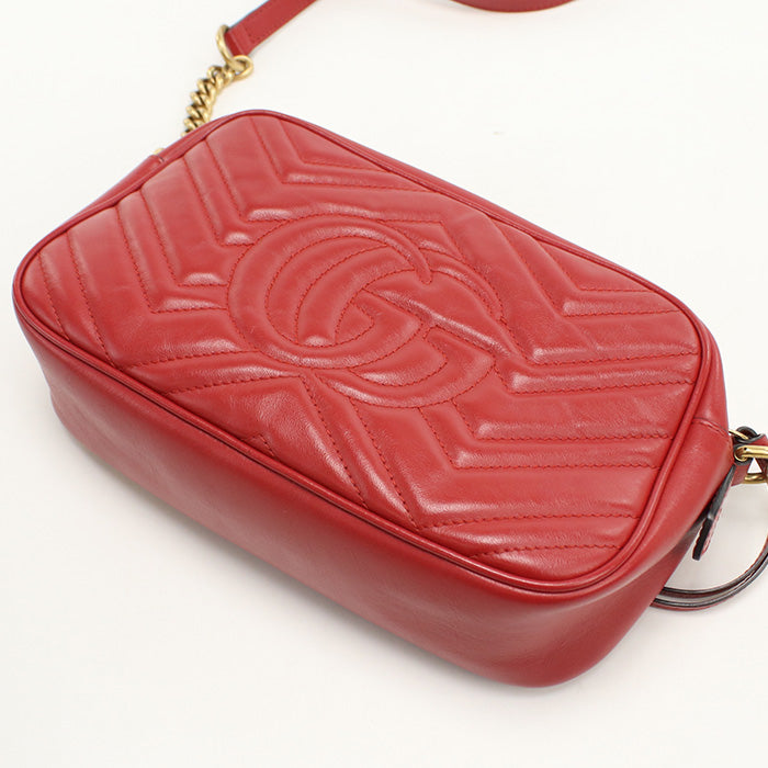 GUCCI 447632 Shoulder Bag GG Marmont Small ChainShoulder Bag leather Red Women