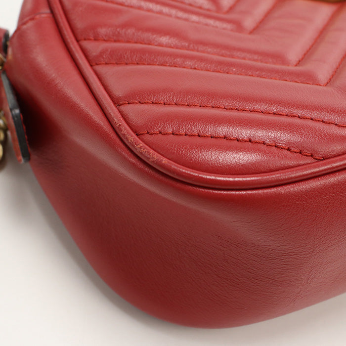 GUCCI 447632 Shoulder Bag GG Marmont Small ChainShoulder Bag leather Red Women