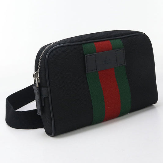 GUCCI 630919 Belt bag Sherry line body bag canvas black mens