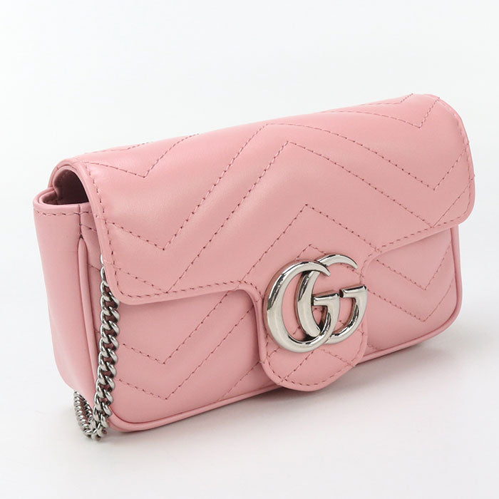 GUCCI 476433 mini GG Marmont Diagonal shoulder Bag leather pink Women