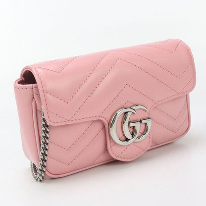 GUCCI 476433 mini GG Marmont Diagonal shoulder Bag leather pink Women