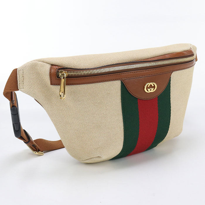 GUCCI 575082 Belt bag Vintage canvas body bag canvas/leather beige Women