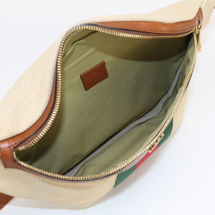 GUCCI 575082 Belt bag Vintage canvas body bag canvas/leather beige Women