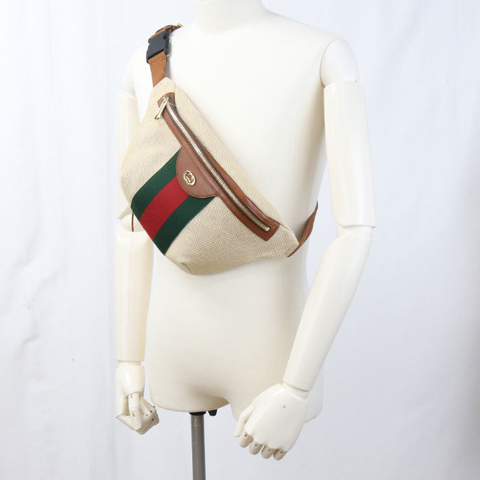 GUCCI 575082 Belt bag Vintage canvas body bag canvas/leather beige Women
