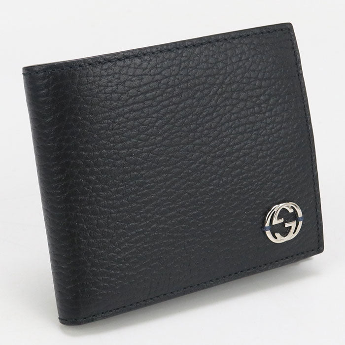 GUCCI 610466 Coin wallet Interlocking G Folded wallet leather black mens