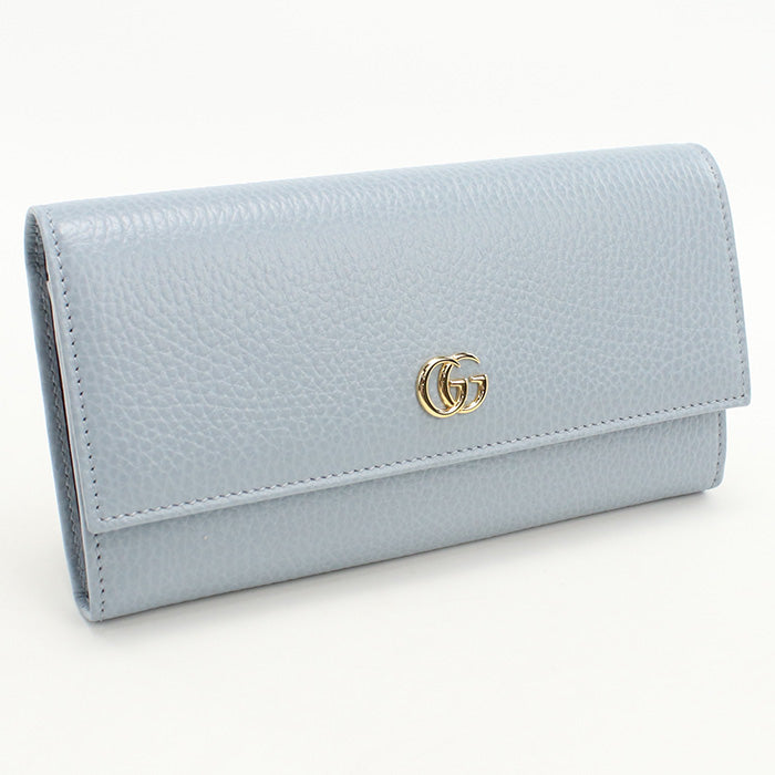 GUCCI 456116 Continental wallet Double G Purse folio leather blue Women
