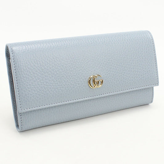 GUCCI 456116 Continental wallet Double G Purse folio leather blue Women