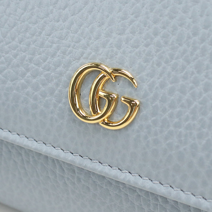 GUCCI 456116 Continental wallet Double G Purse folio leather blue Women