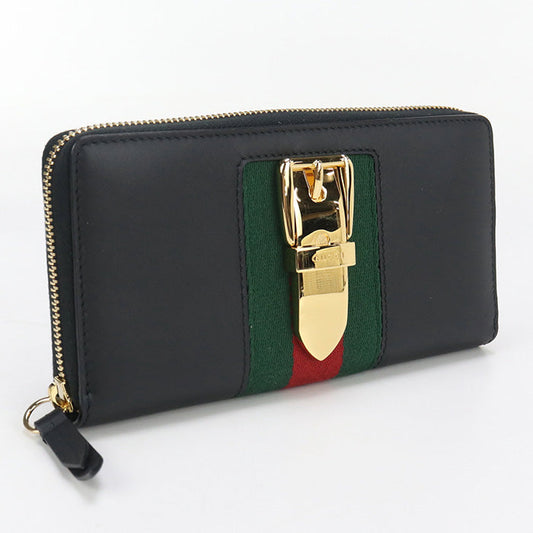 GUCCI 476083 zip around long wallet Silvi PurseZip Around leather black Women