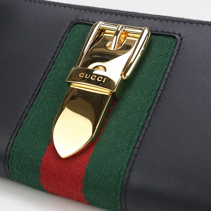GUCCI 476083 zip around long wallet Silvi PurseZip Around leather black Women