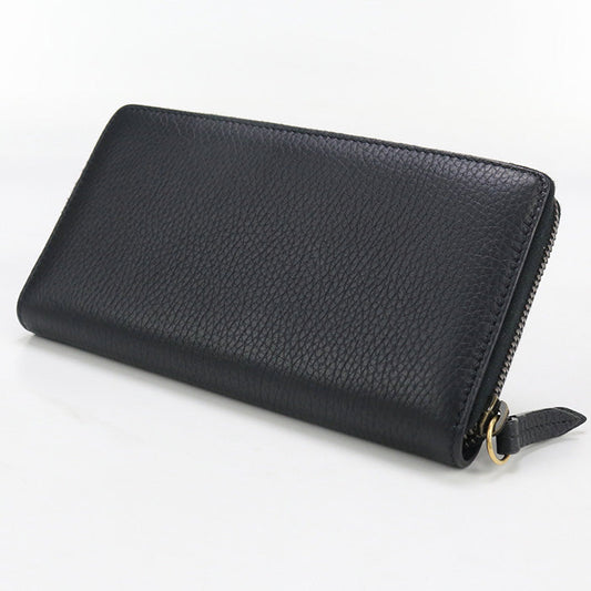 GUCCI 750458 zip around long wallet Interlocking G PurseZip leather black Women