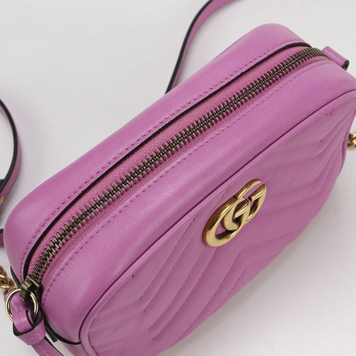 GUCCI 448065 Mini camera bag GG Marmont Diagonal shoulder bag leather pink Women