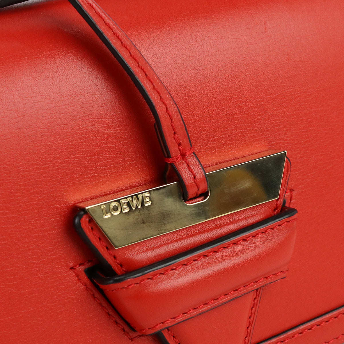 LOEWE Barcelona Shoulder Bag Diagonal Calfskin Women color red
