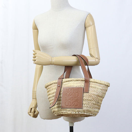 LOEWE 327.02.S92 2435 Handbag Basket bag small Basket bag Raffia, leather beige Women