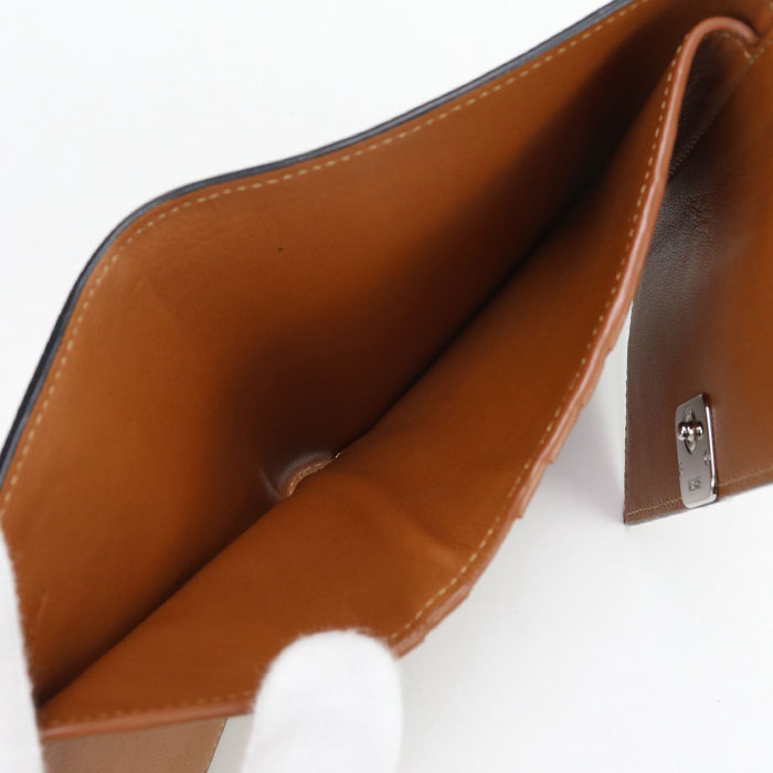 LOEWE C821S27X02 Tri-fold wallet Anagram Vertical Small Compact Wallet pebble grain calf Brown Women