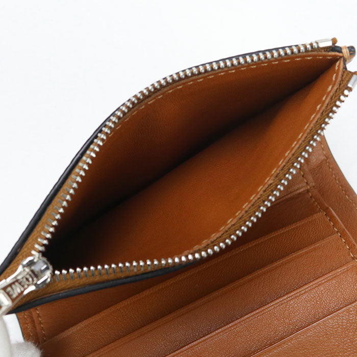 LOEWE C821S27X02 Tri-fold wallet Anagram Vertical Small Compact Wallet pebble grain calf Brown Women