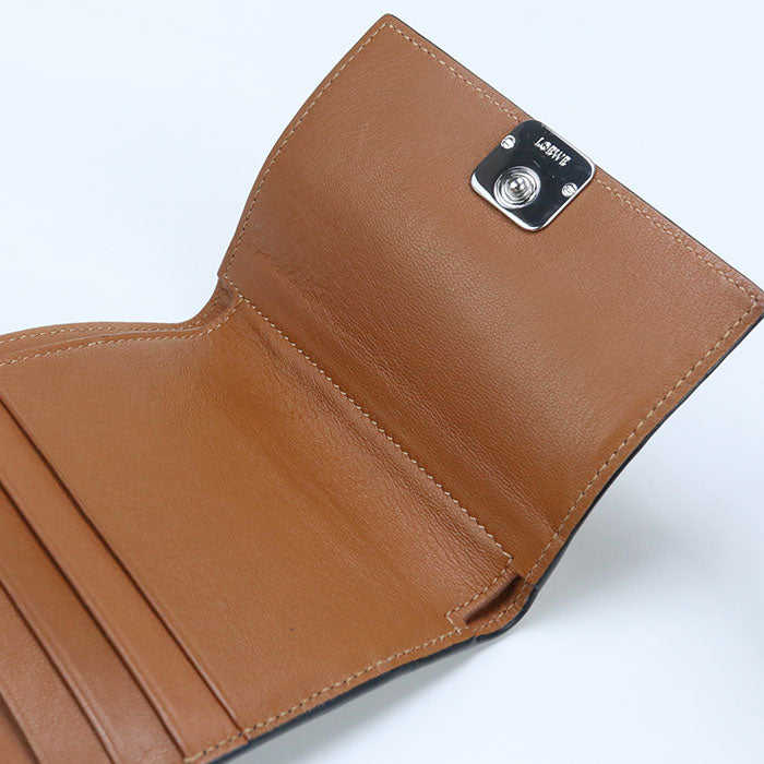 LOEWE C821S27X02 Tri-fold wallet Anagram Vertical Small Compact Wallet pebble grain calf Brown Women