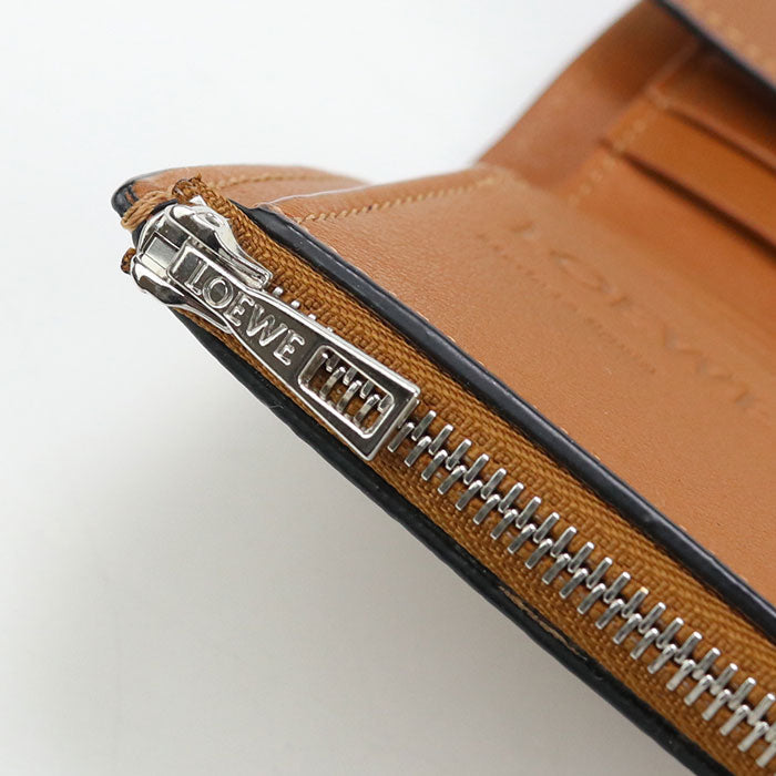 LOEWE C821S27X02 Tri-fold wallet Anagram Vertical Small Compact Wallet pebble grain calf Brown Women