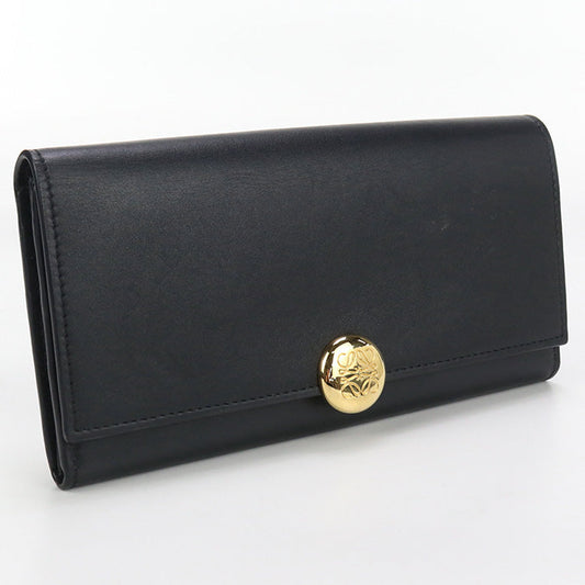 LOEWE T56CANBACWX01LE anagram Continental Long wallet coin leather Black Women