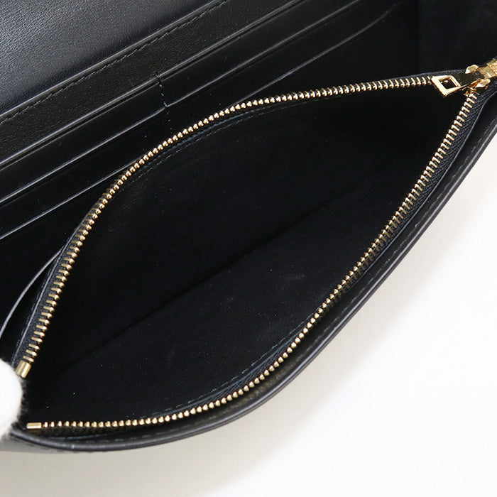 LOEWE T56CANBACWX01LE anagram Continental Long wallet coin leather Black Women