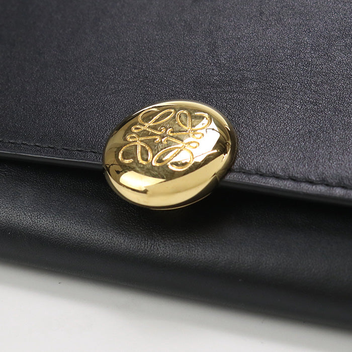 LOEWE T56CANBACWX01LE anagram Continental Long wallet coin leather Black Women