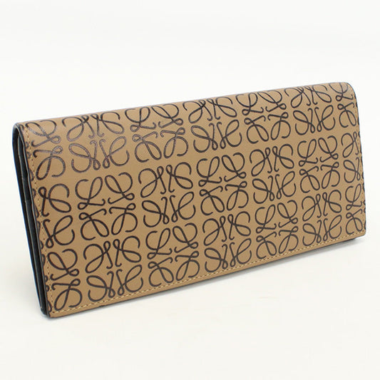 LOEWE 101843 Long Wallet Repeat anagram Flap wallet leather Brown mens(unisex)