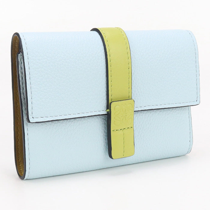 LOEWE Vertical wallet small Three fold wallet Calfskin  blue Women