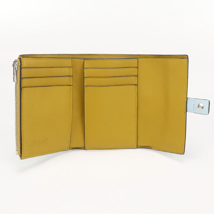 LOEWE Vertical wallet small Three fold wallet Calfskin  blue Women